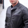 Men's Leather Motorcycle Biker Jacket - Image 4