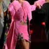 Nashville Big Bash Elle King Pink Leather Shearling Coat - Image 4