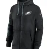 Philadelphia Eagles Black Sideline Club Full-Zip Hoodie