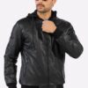 Mens Hooded Leather Jacket