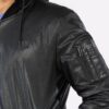 Mens Hooded Leather Jacket - Image 3