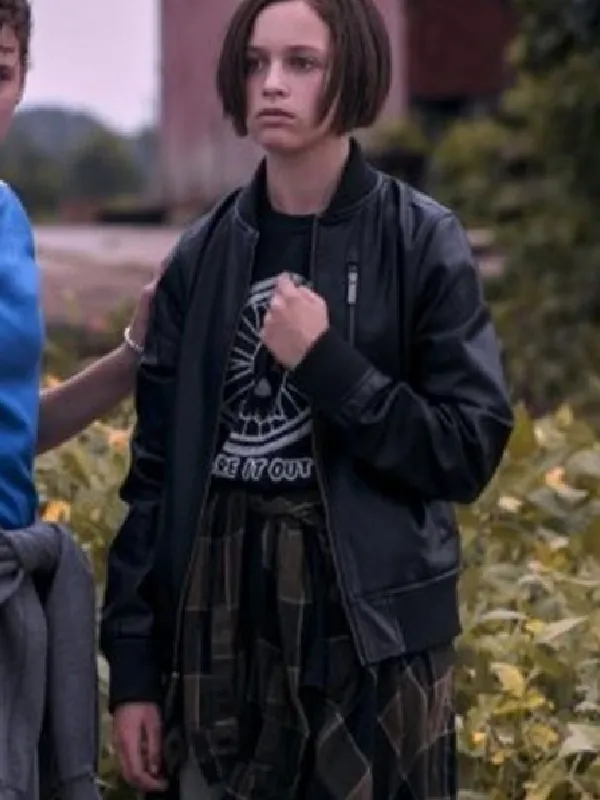 Paper Girls Mac Coyle Bomber Leather Jacket - Image 2