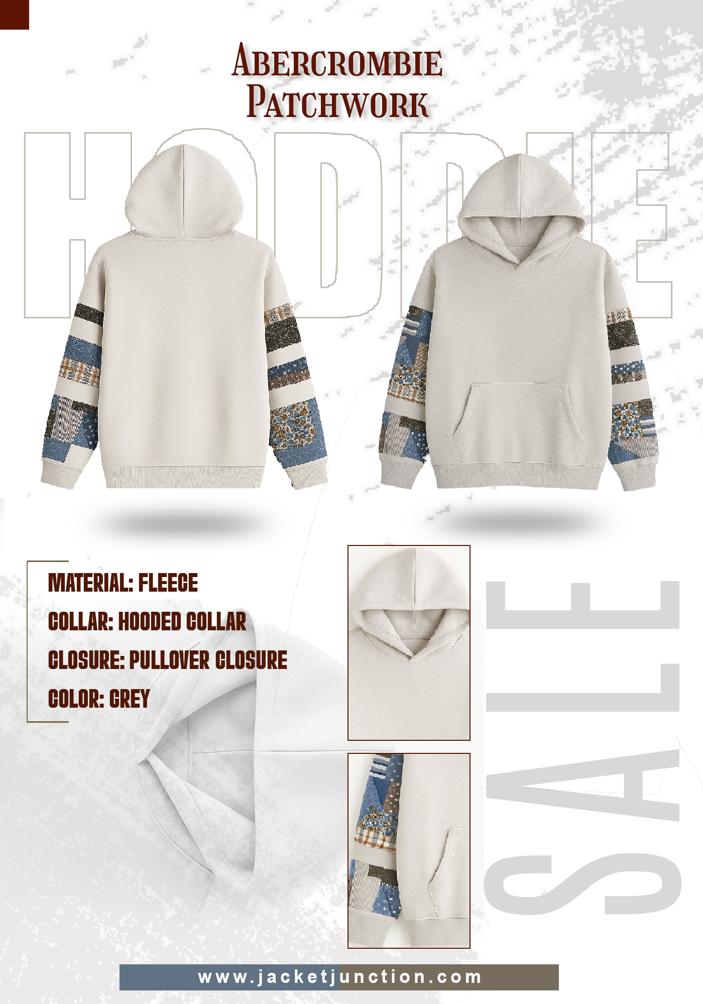 Patchwork Abercrombie Hoodie Grey