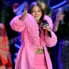 Nashville Big Bash Elle King Pink Leather Shearling Coat - Image 3