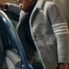 Power Book II Ghost S03 Tariq St. Patrick Gray Shearling Coat - Image 3