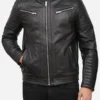Men's Leather Quilted Motorcycle Jacket - Image 3