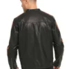 Racing Motorcycle Leather Jacket For Men's With Red & Orange Stripes