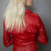 Elina Motorcycle Red Quilted Jacket Women - Image 5