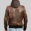 Mens Brown Hooded Leather Jacket