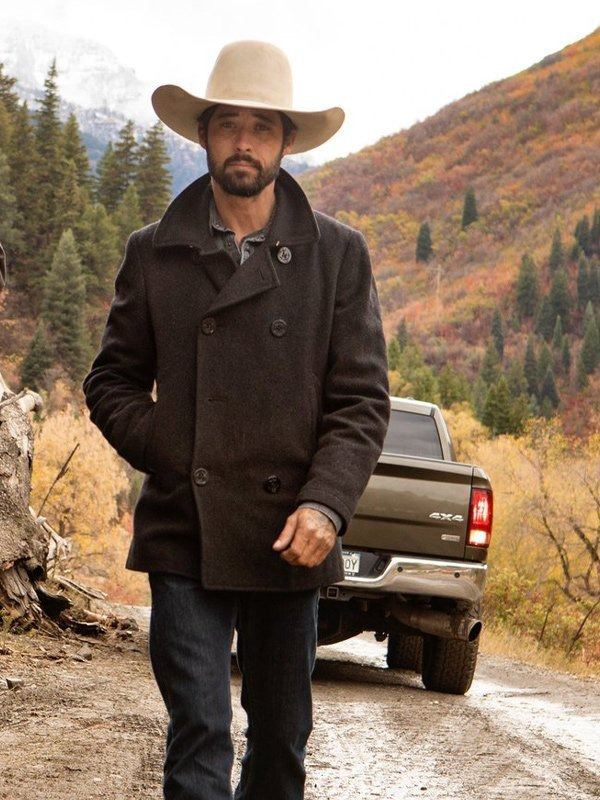 Ryan Bingham Yellowstone Black Peacoat