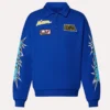 Saquon Barkley Blue Printed Half-Zip Sweatshirt
