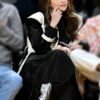 Selena Gomez Black and White Leather Coat - Image 4