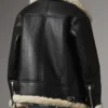 Women's Aviator Ivory Shearling Black Leather Jacket