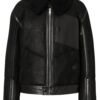 Mens Jet Black Shearling Jacket