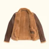 Mens Shearling Brown Bomber Leather Jacket