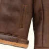 Mens Brown Shearling Bomber Jacket - Image 4