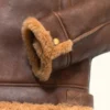 Mens Shearling Brown Bomber Leather Jacket
