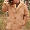 Men's Sheepskin Brown Leather Shearling Coat - Image 3