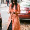 Emily Ratajkowski Orange Trench Coat