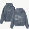 Smile You Made Gods Wake Up List Hoodie Grey