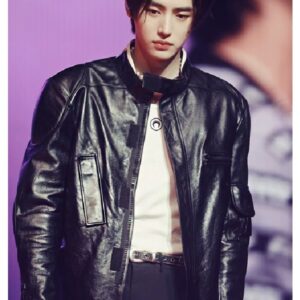 Sunghoon Black Leather Jacket