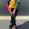 Streetwear Patchwork Bomber Jacket - Image 2