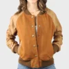 Women’s Suede Leather Varsity Jacket