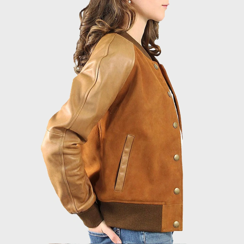 Women’s Suede Leather Varsity Jacket