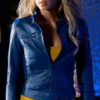Supergirl Smallville Laura Vandervoort Leather Jacket Blue - Image 2