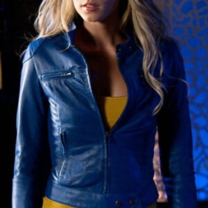 Alternative view of Supergirl Smallville Laura Vandervoort Leather Jacket Blue