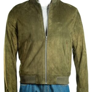 Slim-fit Suede Bomber Jacket Men's