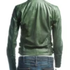Womens Slim FIt Diamond Quilted Leather Biker Jacket Green - Image 5