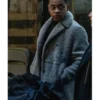 Power Book II Ghost S03 Tariq St. Patrick Gray Shearling Coat - Image 5