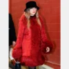Taylor Swift Red Faux Fur Coat