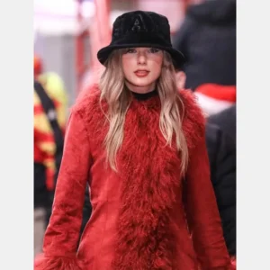 Taylor Swift Red Faux Fur Coat