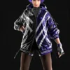 Tekken-8-Reina-Mishima-Purple-and-Black-Hooded-Bomber-Cosplay-Jacket