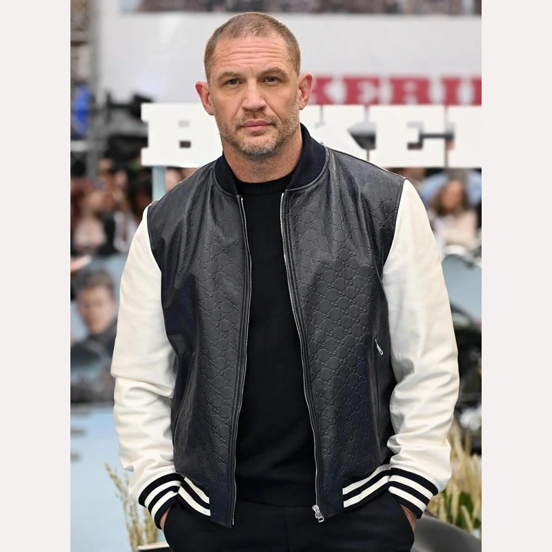 The Bikeriders Premiere Tom Hardy Leather Bomber Jacket