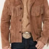 Men's Fringe Suede Leather Jacket - Image 3