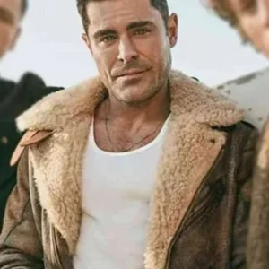 The Iron Claw Zac Efron Shearling Leather Jacket