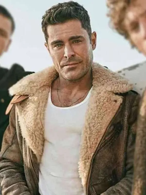 The Iron Claw Zac Efron Shearling Leather Jacket