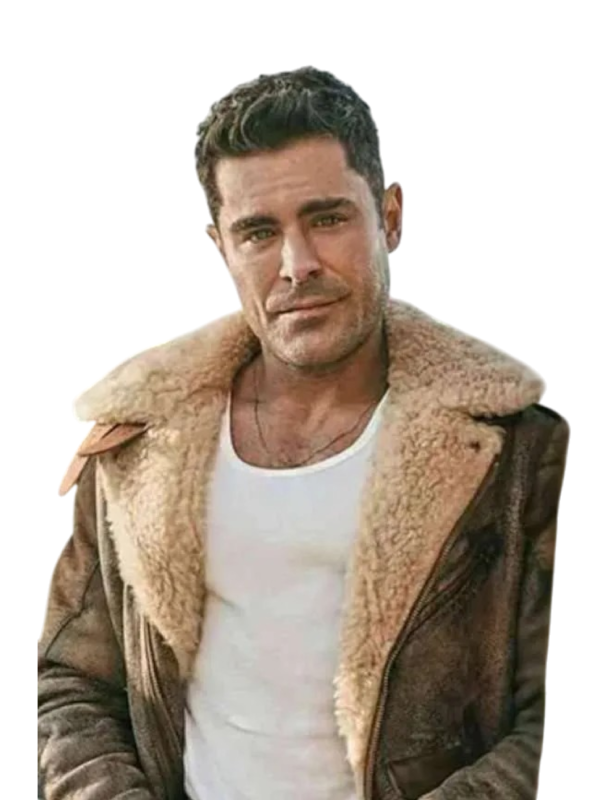 The Iron Claw Zac Efron Shearling Leather Jacket