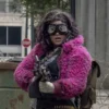 The Walking Dead Juanita Sanchez Pink Faux Fur Jacket - Image 2