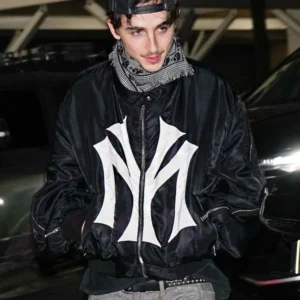 Timothée Chalamet Mowalola Runway My City Bomber Jacket Black