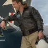 Tom-Hudner-Devotion-Glen-Powell-Brown-Leather-Jacket