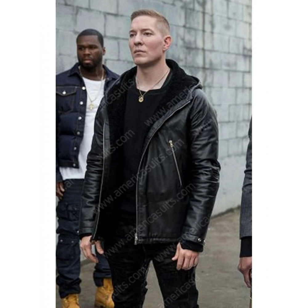 Power Tommy Egan Black Hooded Leather Jacket