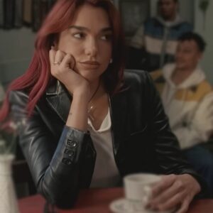 Dua Lipa Training Season Black Leather Blazer