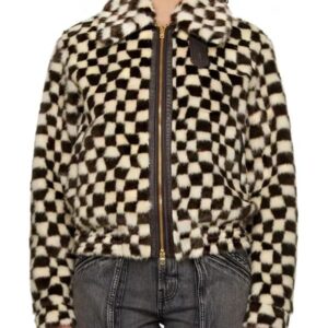 Travis Kelce Checkered Faux Fur Jacket