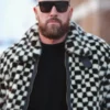 Travis Kelce Checkered Faux Fur Jacket - Image 2