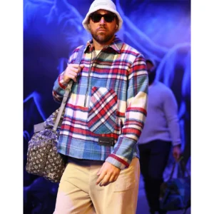 Travis Kelce Half-Zip Plaid Shirt Jacket