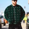 Travis Kelce Kith Beaded Velvet Clay Bomber Jacket